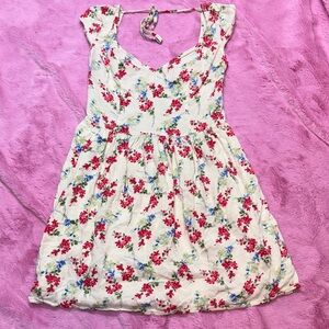 Hollister Cream and Pink Floral Mini Dress